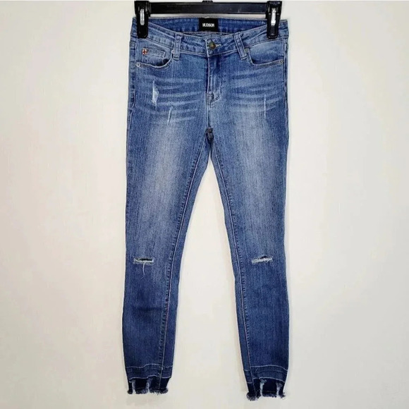 Hudson Distressed Raw Hem Denim Jeans - Picture 1 of 16